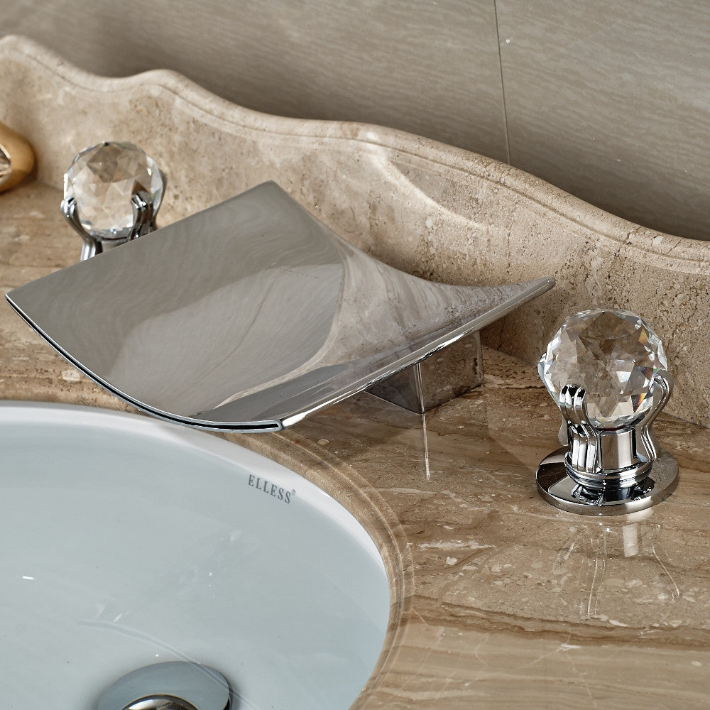 Juno Crystal Handle Luxury LED Waterfall Bathroom Sink Faucet