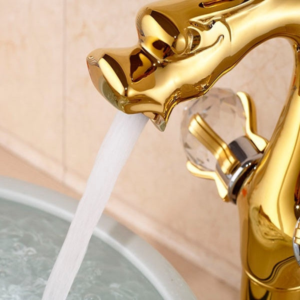Juno Golden Long Neck Dragon Bathroom Faucet