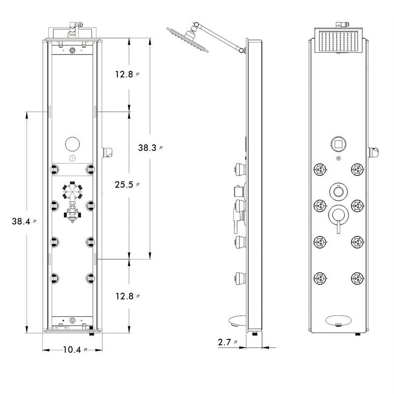 Massage Shower Panel with Handheld Shower Head