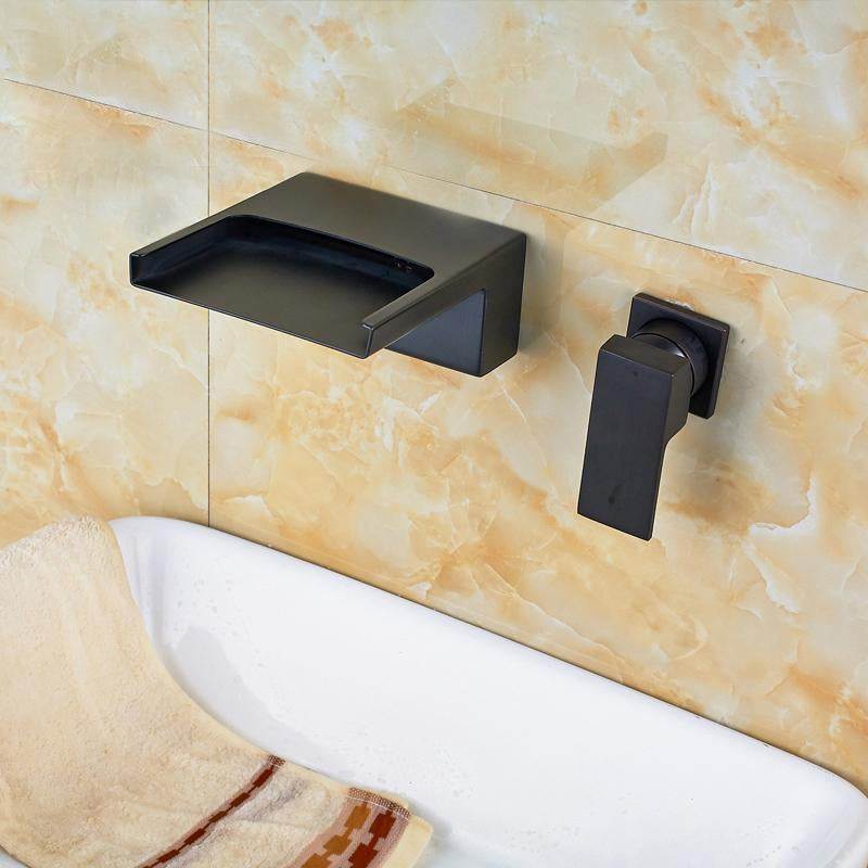 Juno Modern Blackened Oil-Rubbed Bronze Wall Mount Sink Faucet