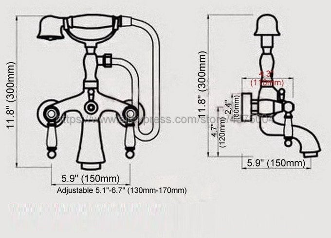 Juno New Design Antique Bronze Bathtub Faucet Wall Mount Shower Faucet