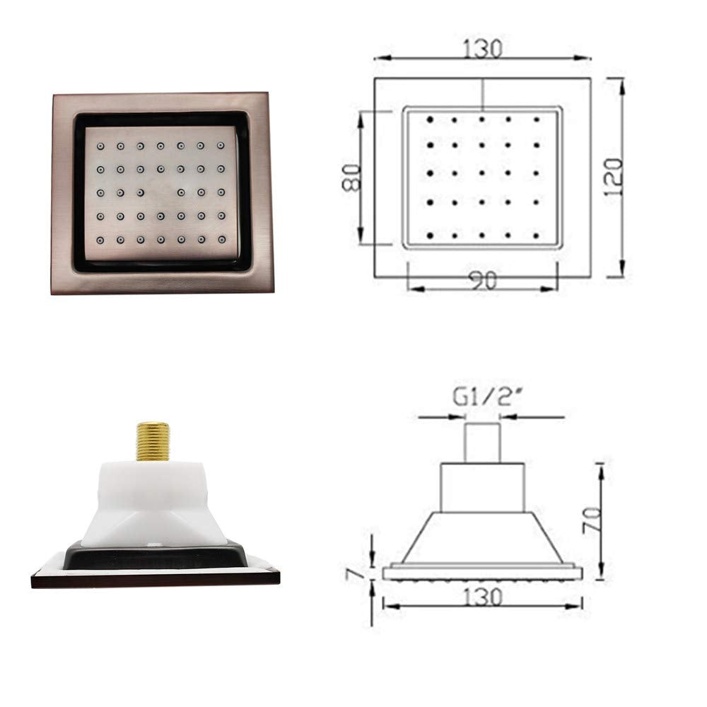 Juno Oil Rubbed Bronze Square Spray 6 Body Massage Shower Jets