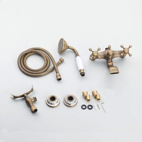 Juno Solid Brass Antique Design Claw Foot Wall Mount Bathtub Faucet