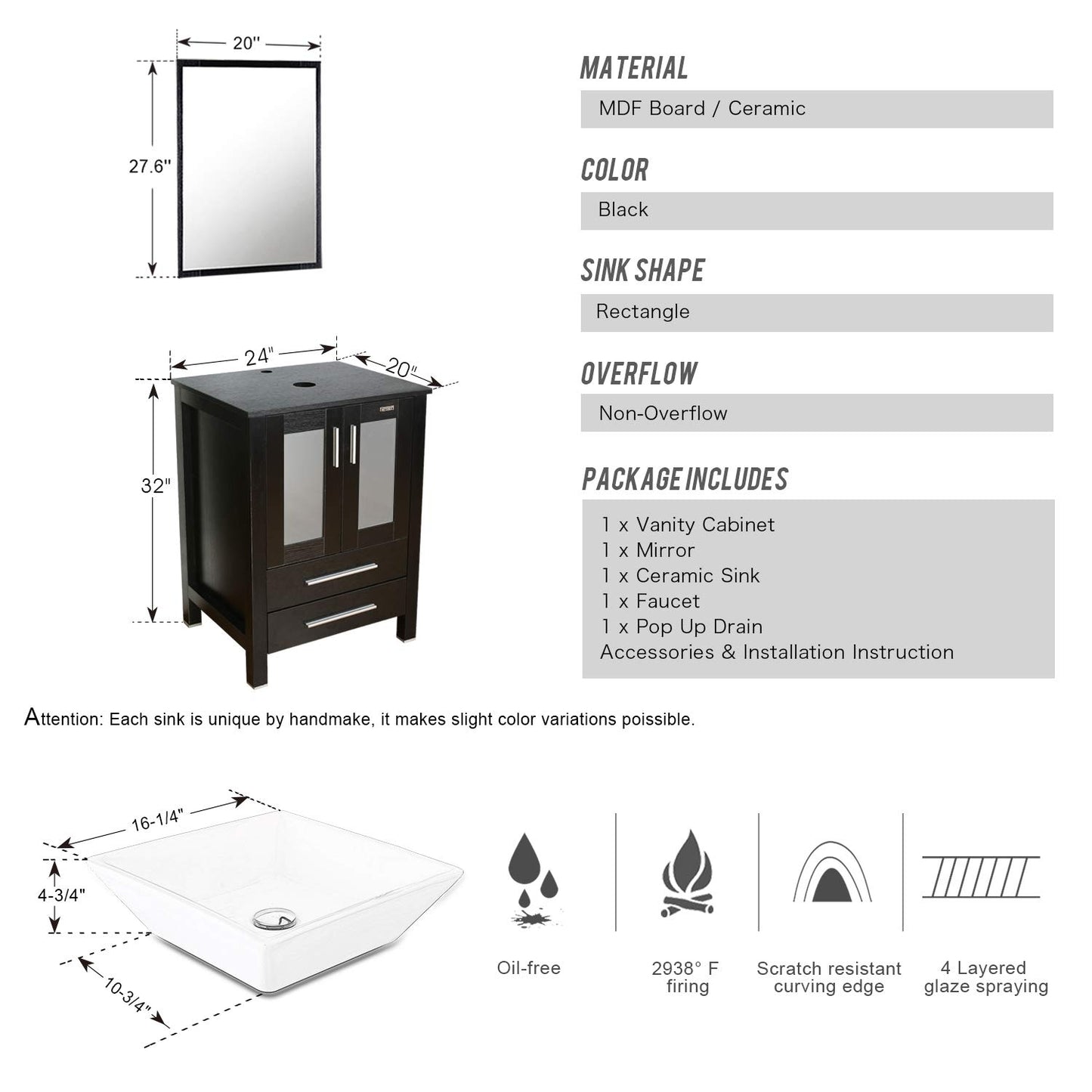 Juno Rectangular Ceramic Vessel Vanity Set