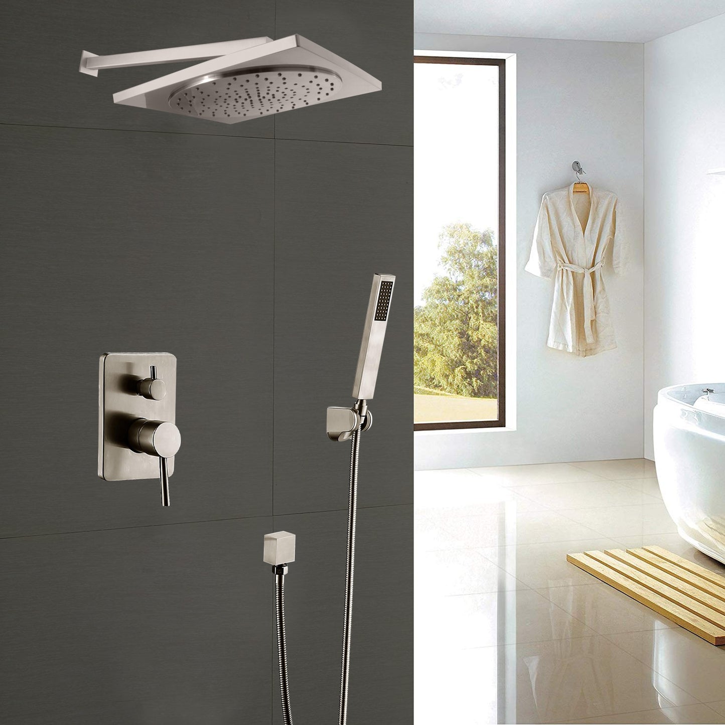 Juno Wall Brushed Nickel Rain Shower Head
