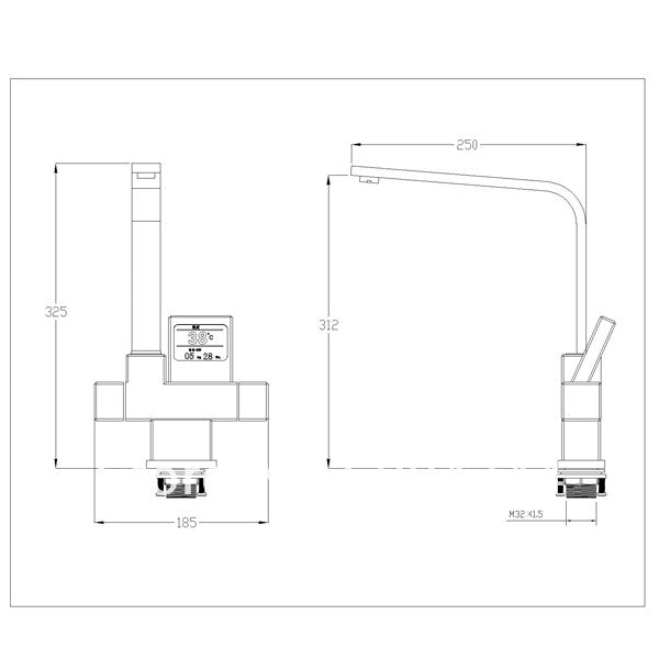 Juno Thermostatic Digital Disply Kitchen Sink Faucet Pure Copper Kitchen Faucet