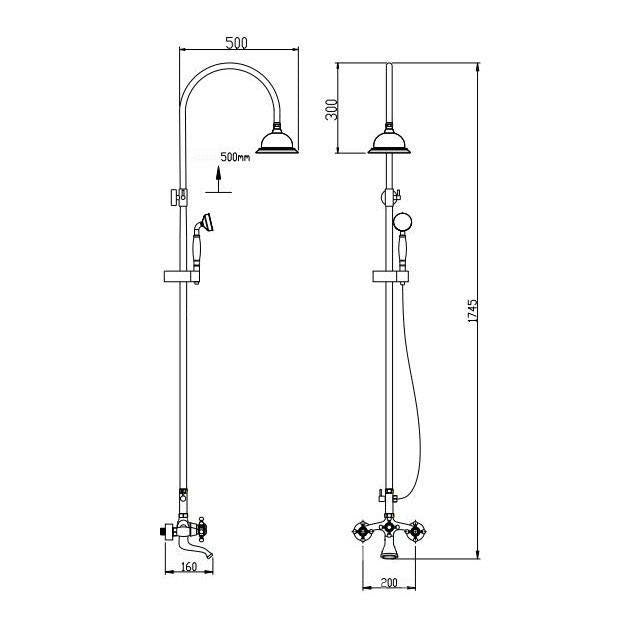 Juno Wall Mount Gold Finish Shower Head Set Brass Faucet Handheld Shower Head