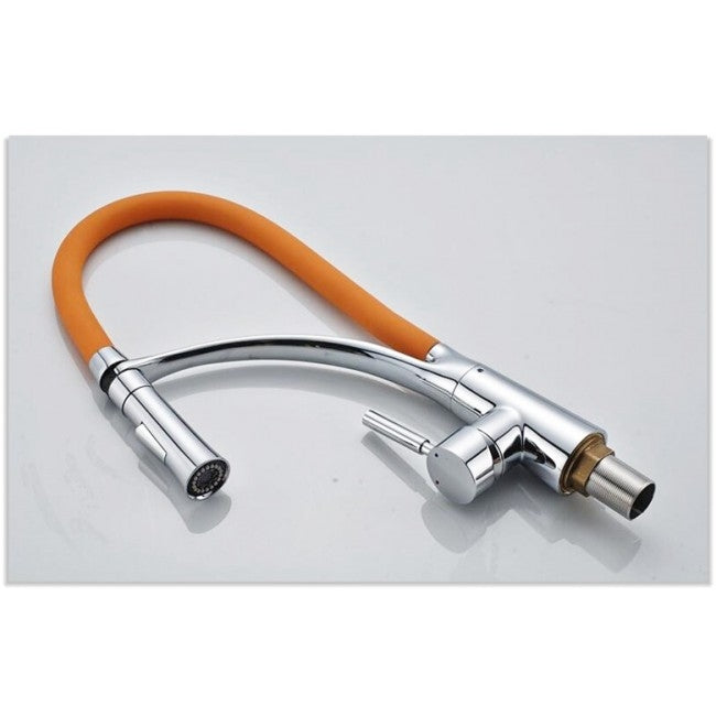 Chrome Kitchen Sink Faucet with Leather Pull Out Tube Spray