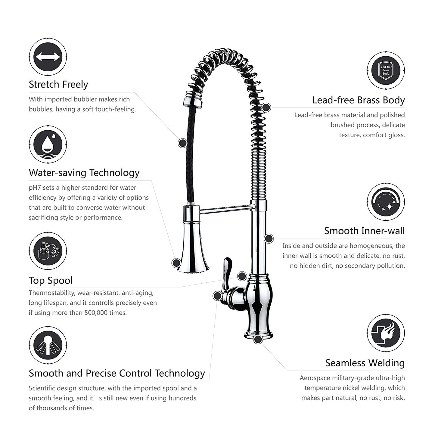 La Paz Single Handle Pull Down Sprayer Kitchen Sink Faucet In Chrome