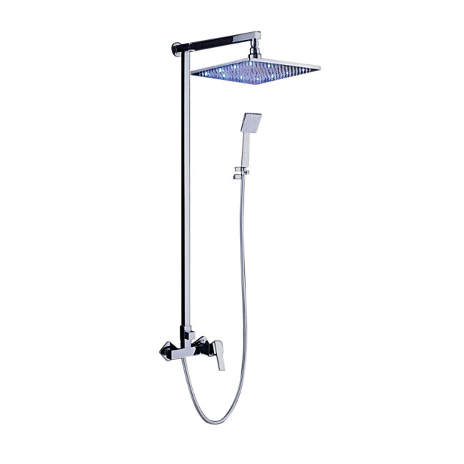 led rain shower head set with hand held shower head
