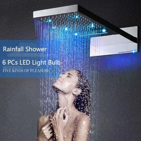 LED Luxury Rain Waterfall Bathroom Shower Head & Bathroom Faucet