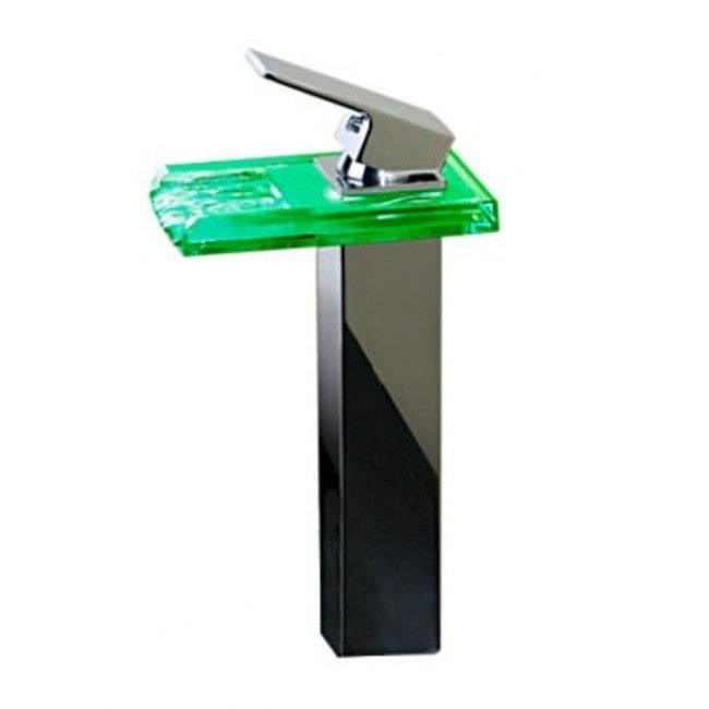 Vertical Standing LED Color Changing Copper bathroom Waterfall Sink Faucet