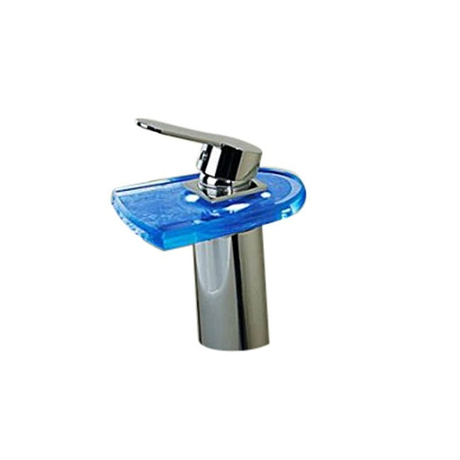 Modern Bathroom Waterfall Glass Single Lever Chrome LED Sink Faucets