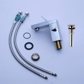 Modern Chrome Finish Dual Handle Bathroom Sink Faucet