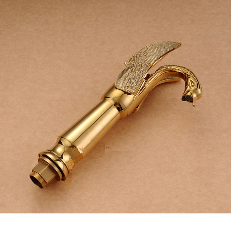 New Gold Finish Single Lever Deck Mounted Bathroom Sink Faucet Mixer
