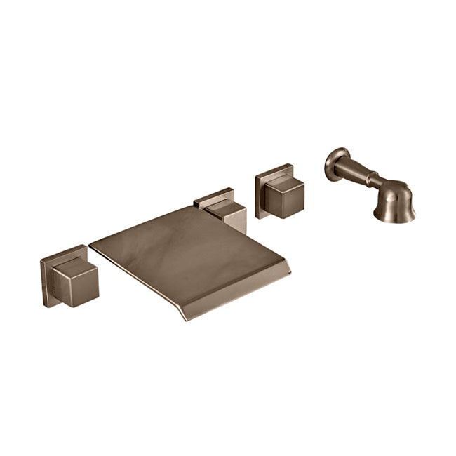 Juno Brushed Nickel Finish Bathtub Three Handles Mixer Tap