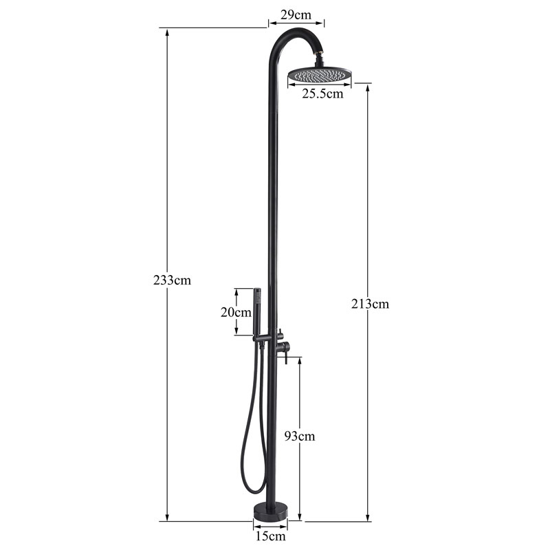 New Juno Exposed Outdoor Shower Head with Handheld Shower