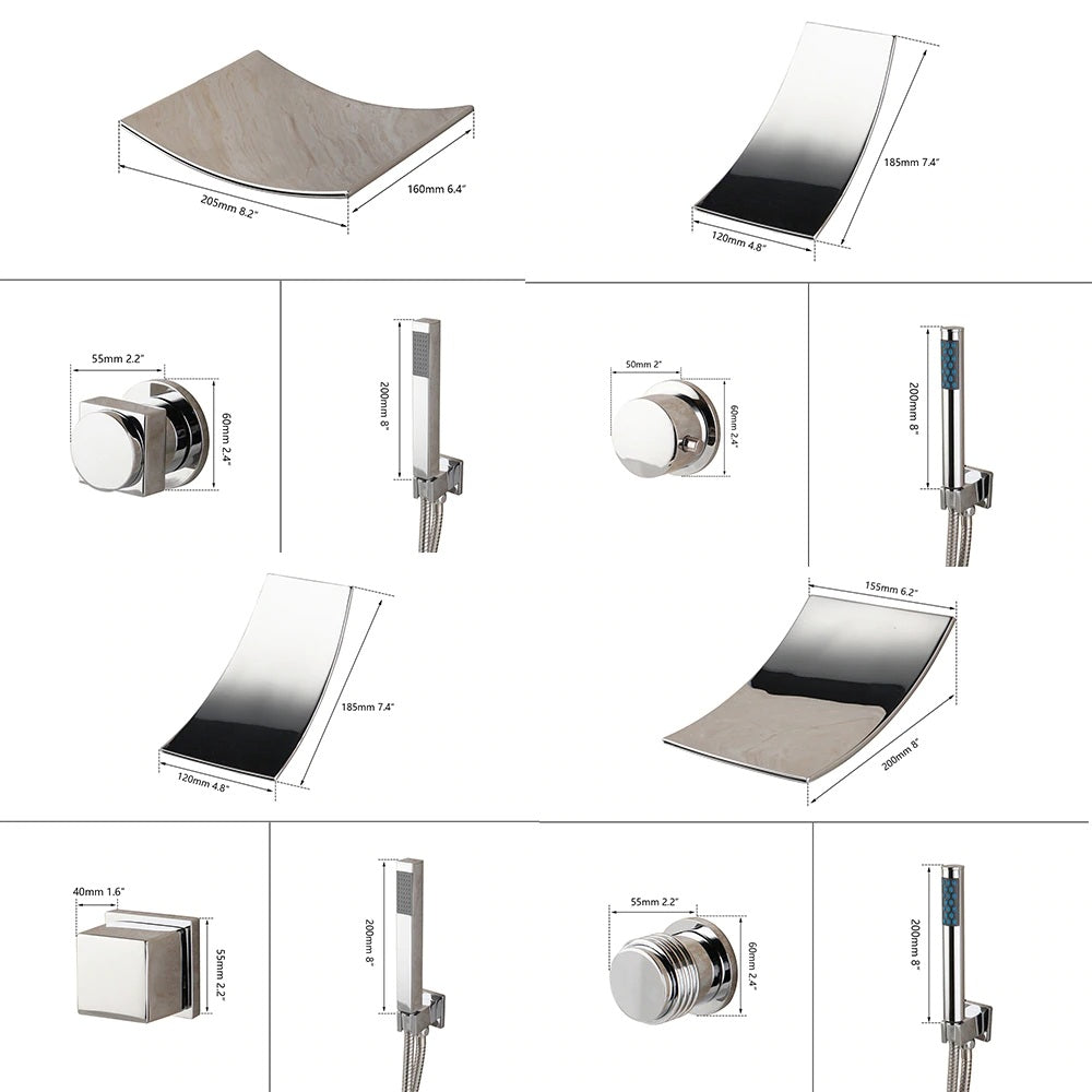 Juno Featured 5 pc Bathtub Waterfall Polished Chrome Bathroom Faucet