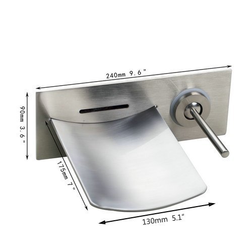 Brushed Nickel Widespread Waterfall Bathroom Wall Mount Faucet
