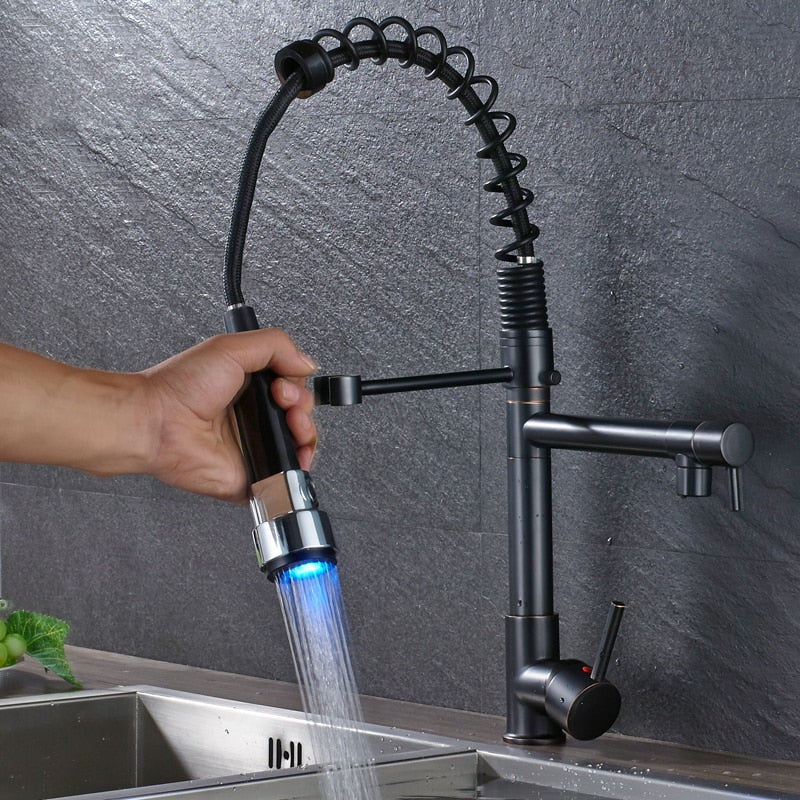 JSM2543 Juno Pull Down LED Black Bronze Kitchen Faucet
