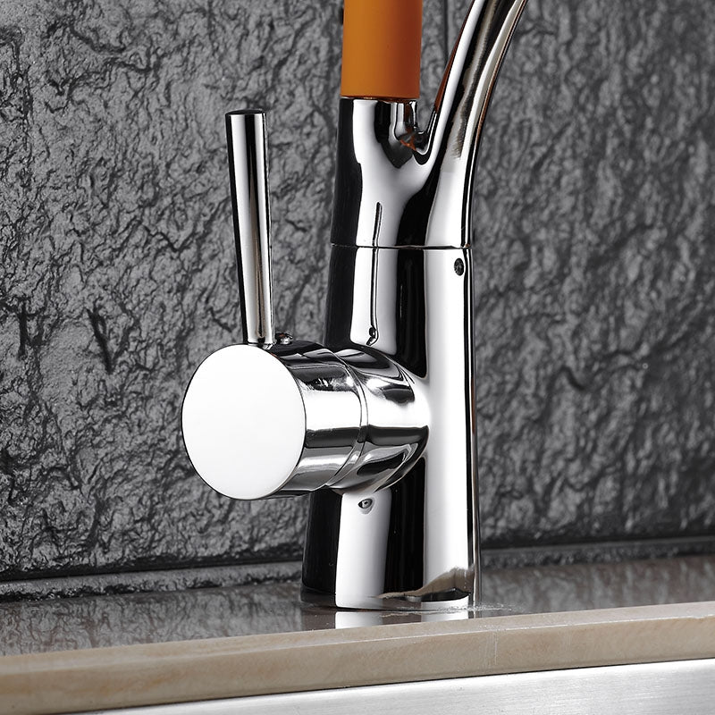 Pull Down LED Chrome Finish Single Handle Kitchen Faucet