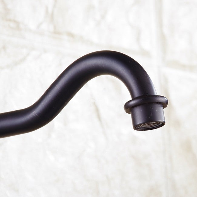 Retro Single Handle Deck Mounted Black Kitchen Vessel Sink Faucet 4