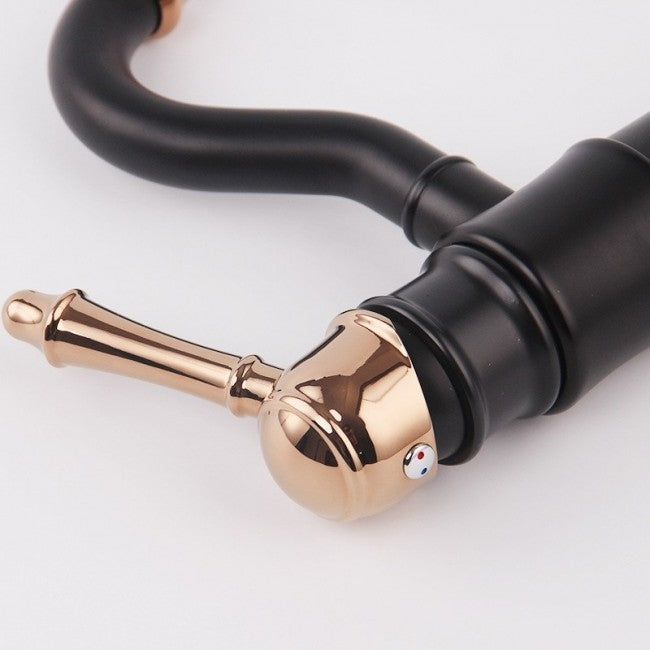 Rich Look Antique Brass Gold Pull Out Spout Swivel Bathroom Faucet