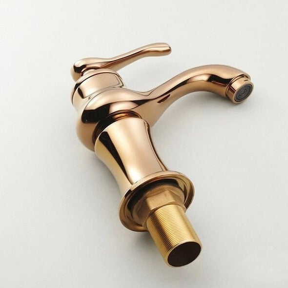 New Rose Gold Finish Bathroom Sink Faucet Single Handle Deck Mounted