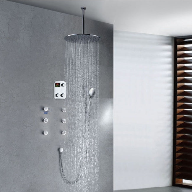 Round Digital Massage Shower Faucet Large Shower Head