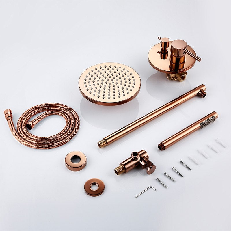 Round Rose Gold Natural Rainfall Dual Control Bathroom Shower