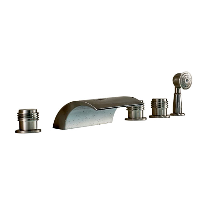 Triple Handle Waterfall Roman Bath-Tub Faucet with Hand Held Shower Head