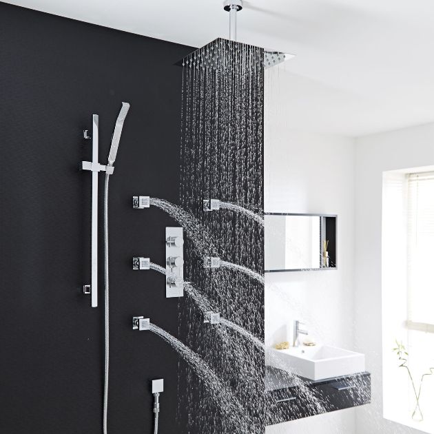 6 Jetted Body Massage Shower System with Rain Shower Head / Hand Shower