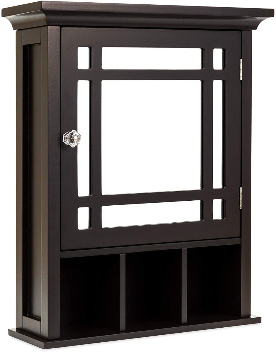 Coffee Color Mirrored Wall Mount Bathroom Storage Cabinet