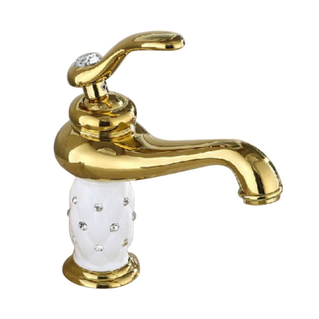 gold single handle bathroom sink faucet