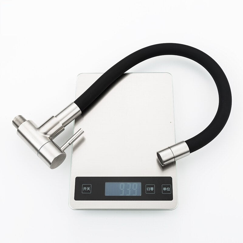 Juno Stainless Steel Chrome & Black Wall Mount Single Handle Kitchen Sink faucet