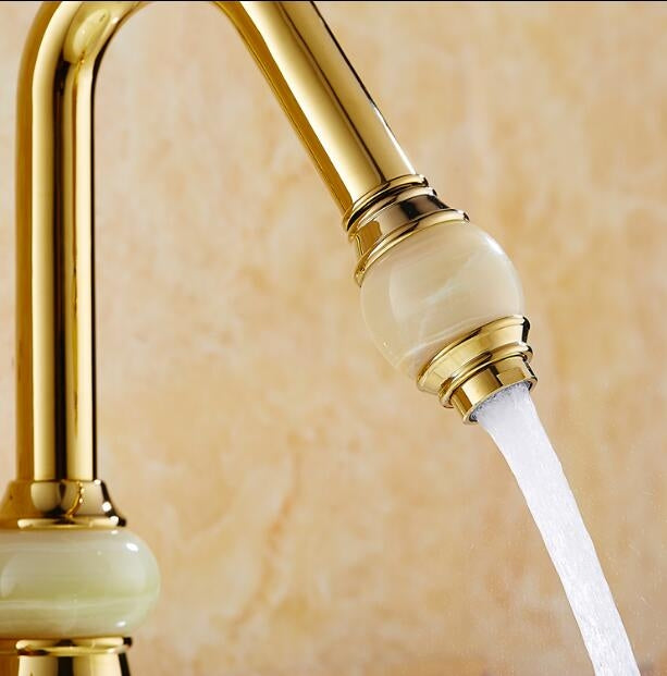 Stylish Contemporary Ceramic Gold Deck Mount Bathroom Faucet