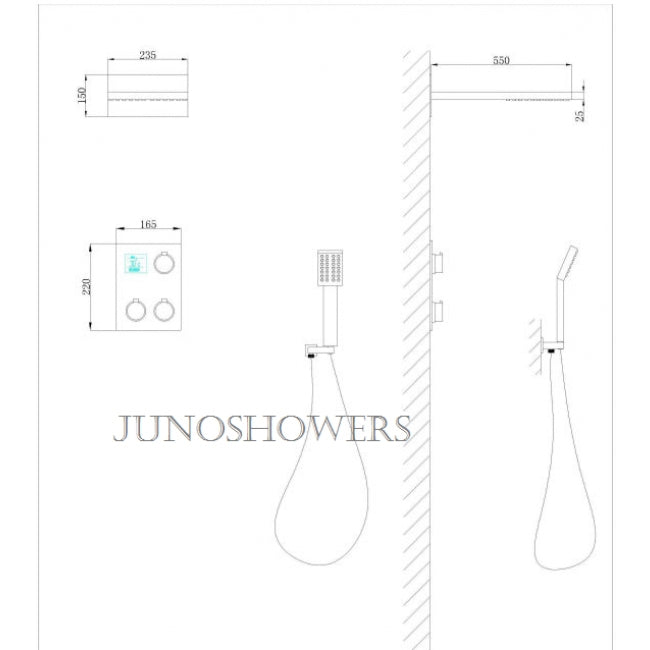 Juno New Luxury Digital Display Shower Faucet with Handheld Shower Head