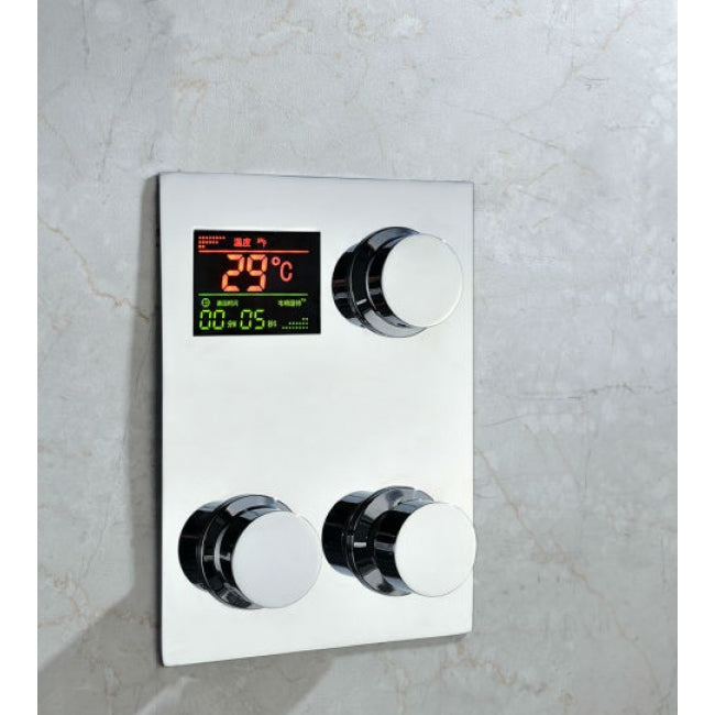 Digital Display Ceiling Mount Brass Chrome Round Shower Head Set with Handheld Shower Head