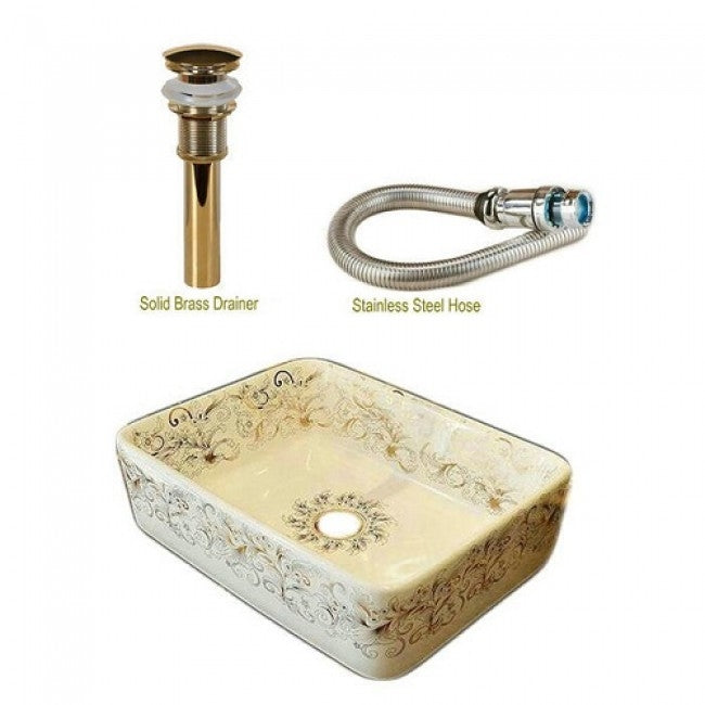 Las Vegas Porcelain Artistic Rectangular Counter-top Ceramic Bathroom Sink