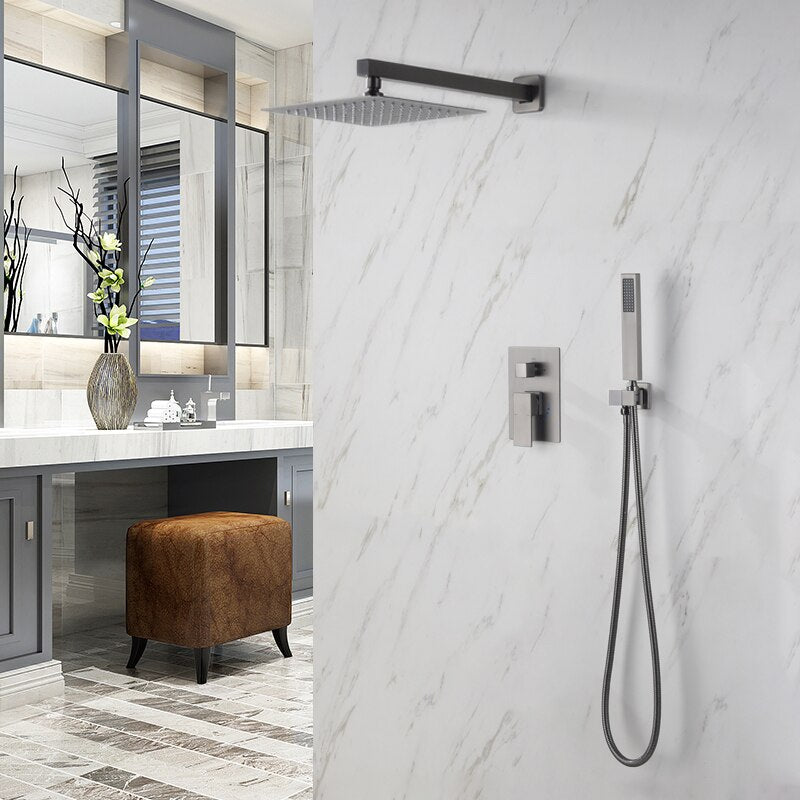 Juno Showers 2 Way Concealed Rainfall Shower Head System With Hand Shower Shower