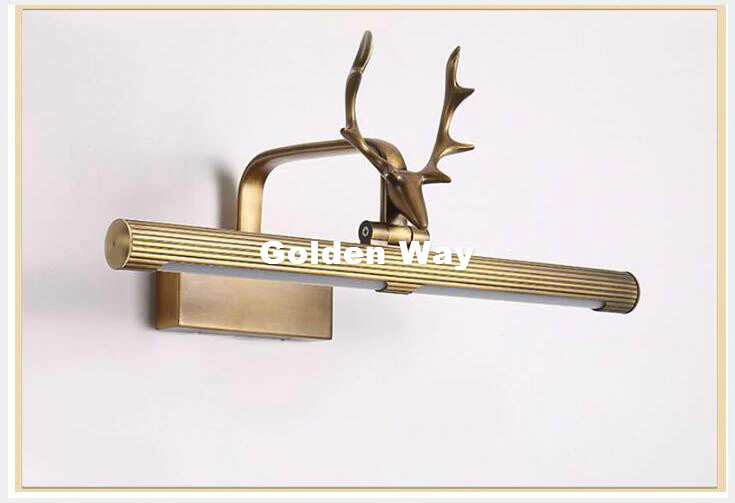 Juno New Wall Mount Antique Copper Metallic Finish Deer LED Bathroom Mirror Light Cover