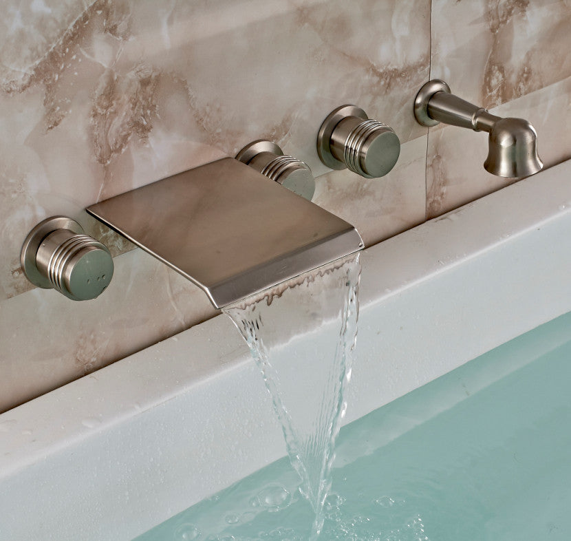 Juno Wall Mount Bath-tub Waterfall Faucet with Handheld Shower