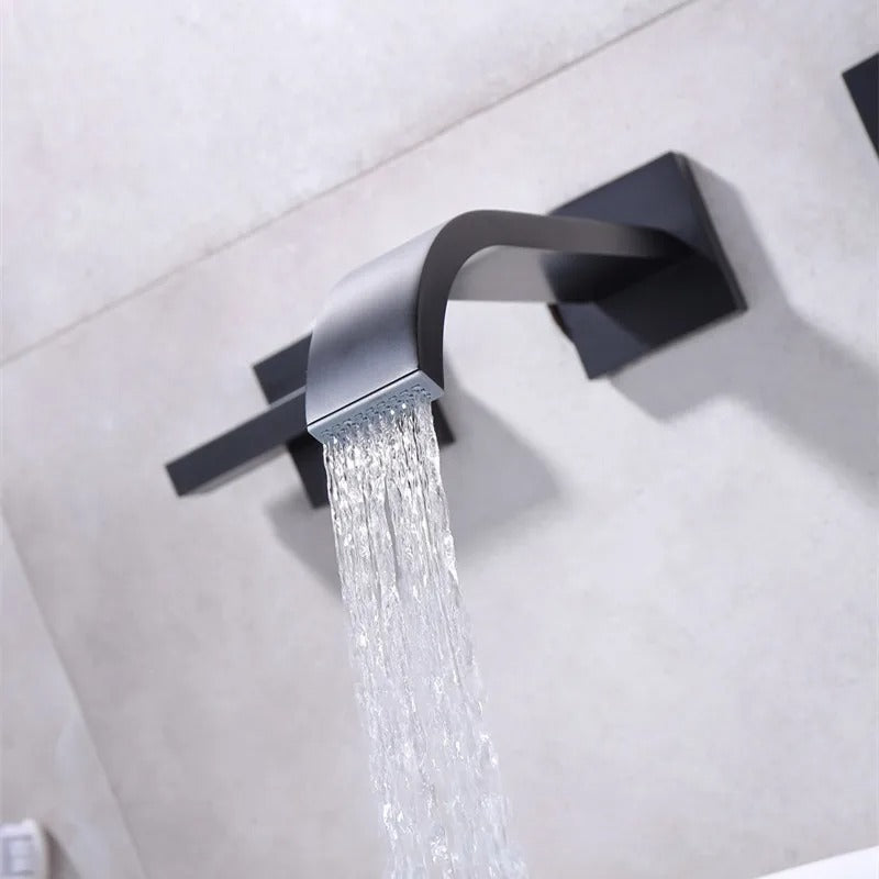 Juno Multi Color Wall Mount Bathroom Faucet Dual Handle Hot and Cold