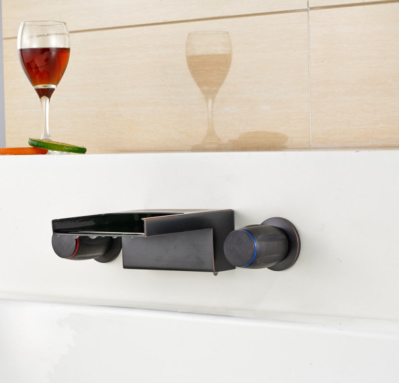 Waterfall Finish Brass Body Bathroom Sink Faucet Oil Rubbed Bronze