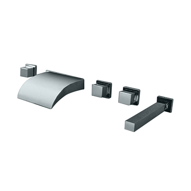 wall mount led waterfall bathtub faucet with hand-held shower head