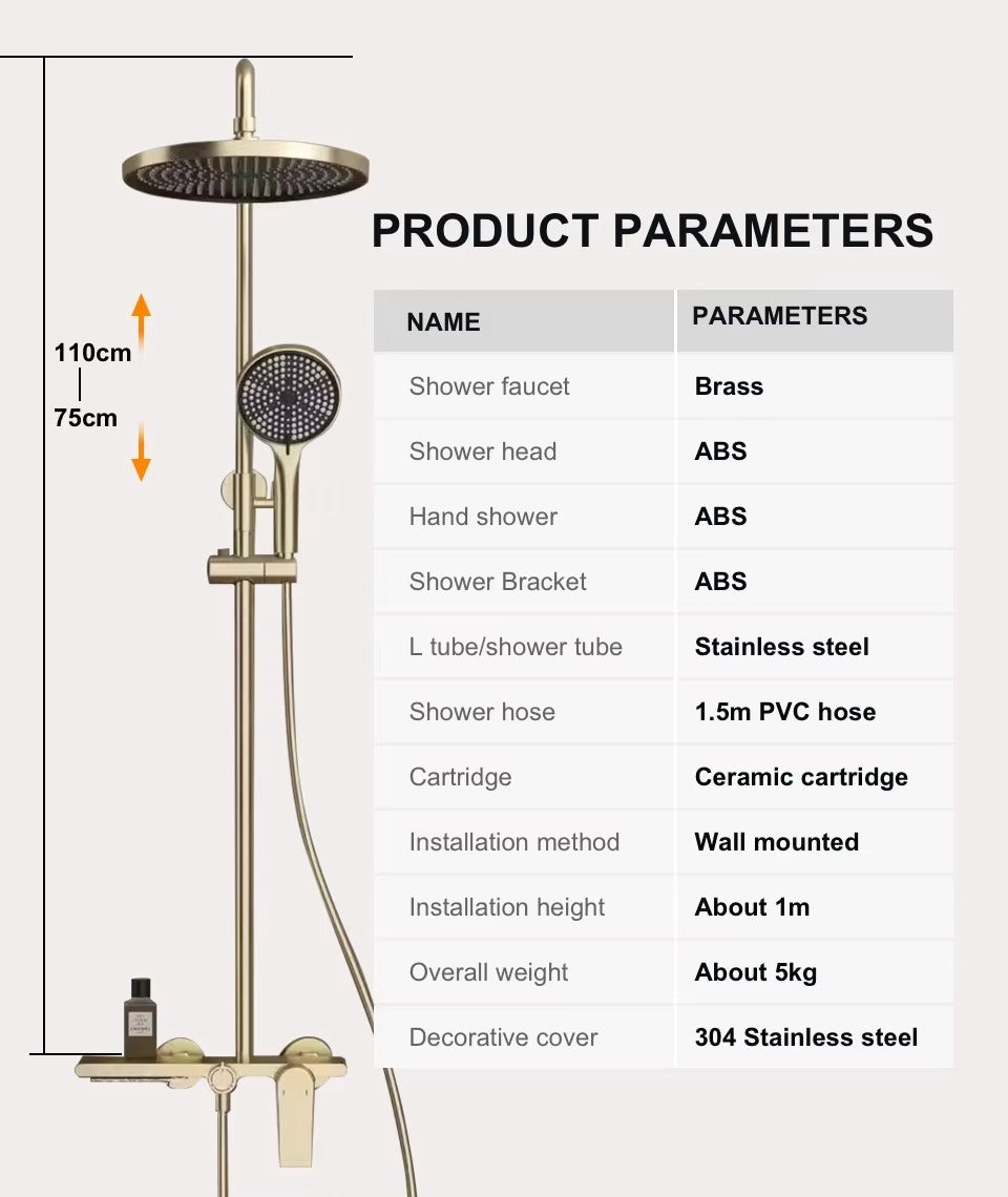 Juno New Wall Mount Shower Faucet Set Rainfall Shower with Haldheld Shower