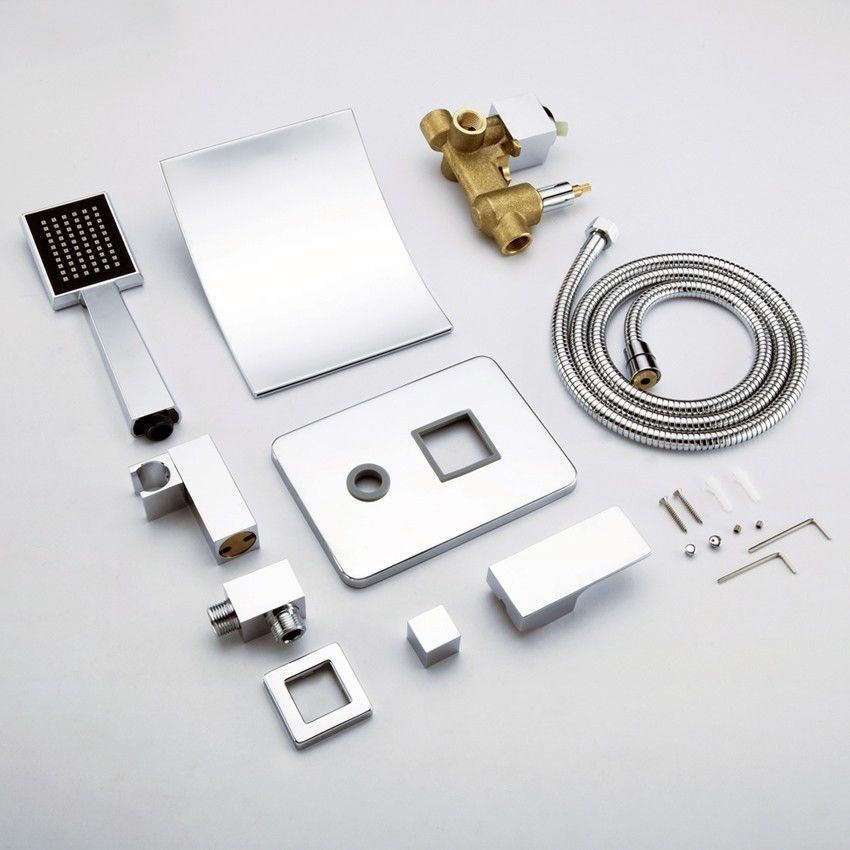 Wall Mount Waterfall Chrome Finish Shower Faucet with Hand Held Shower Head