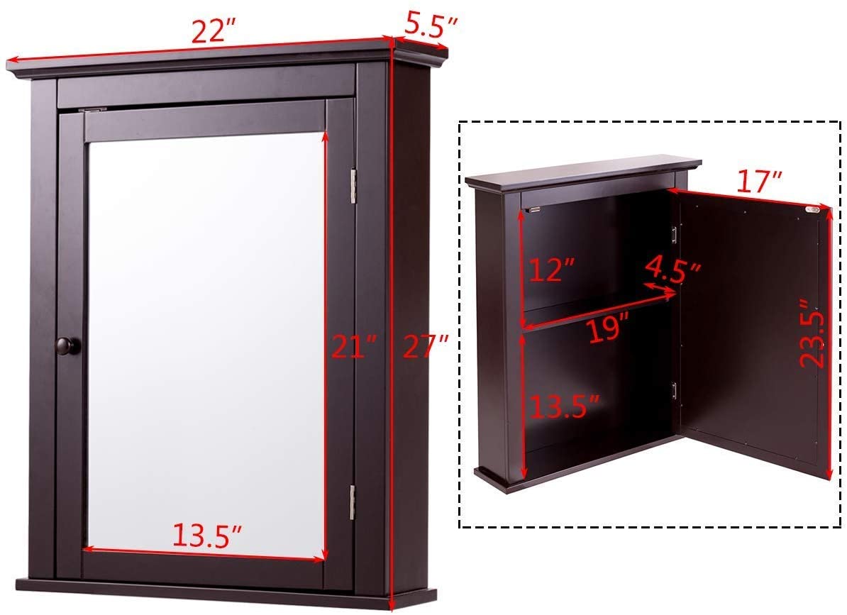 Wall Mount Medicine Cabinet - Mirrored Bathroom Wall Mounted Medicine Cabinet
