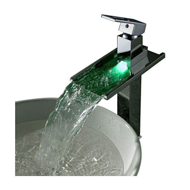 Chrome finish solid brass deck mounted color changing stone led water basin faucet