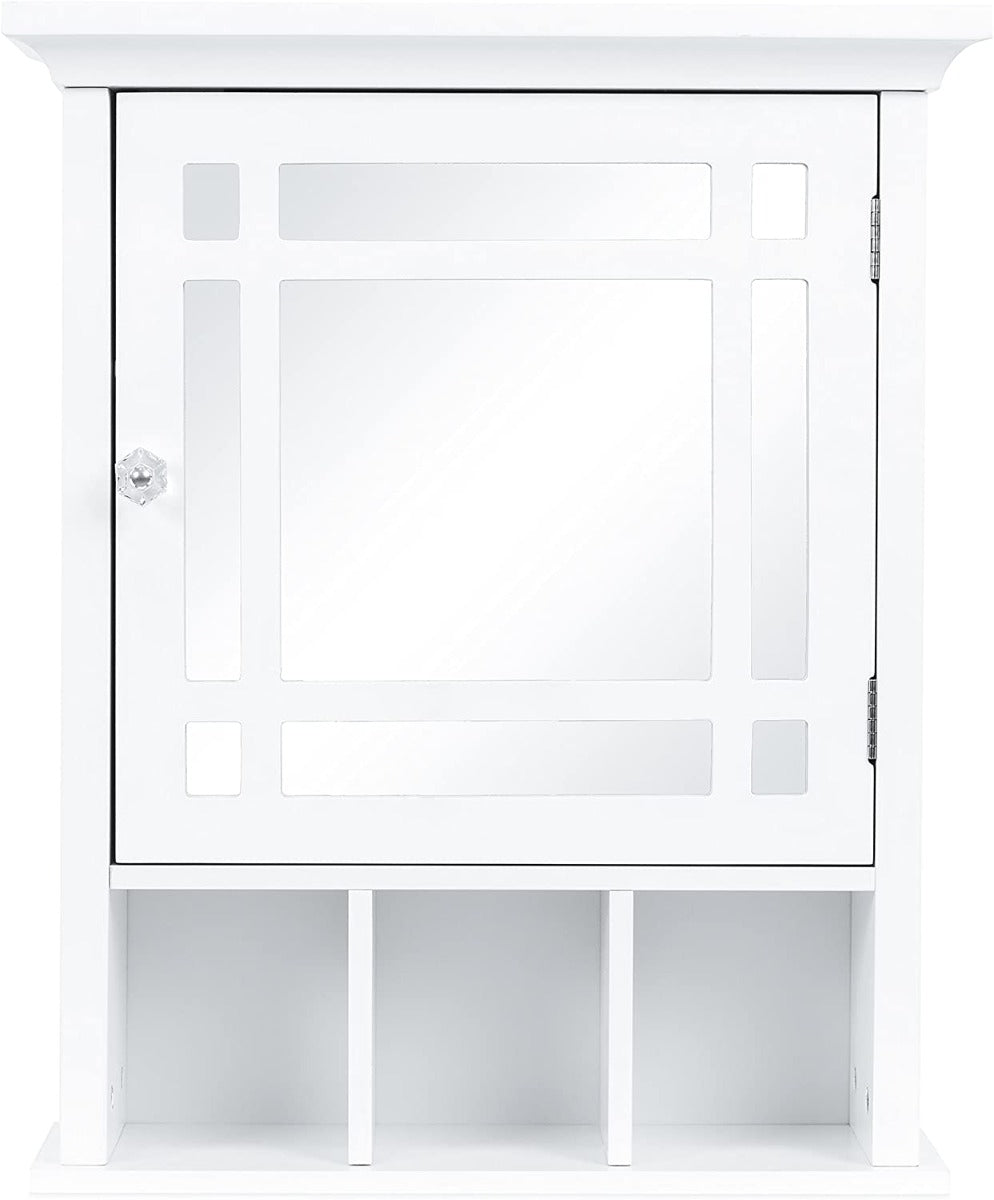 White Color Mirrored Wall Mount Bathroom Storage Cabinet